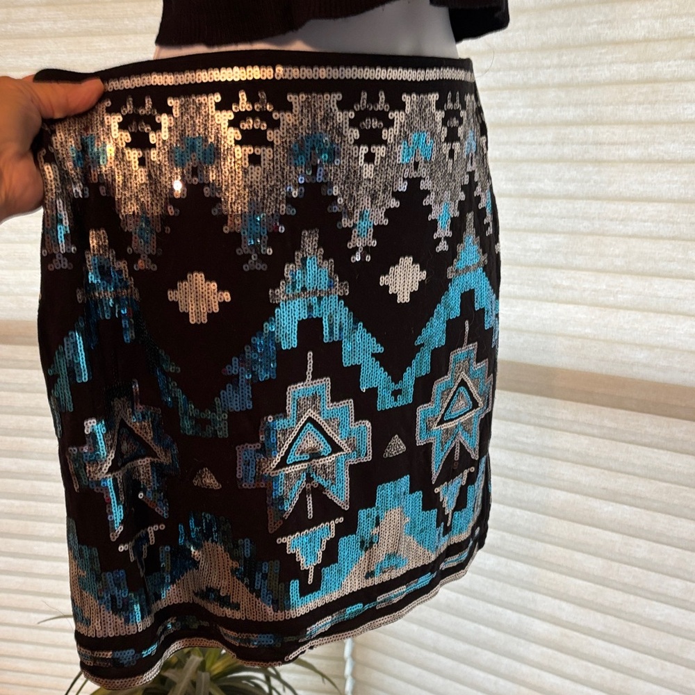 Rock & Republic Black and Blue Sequin Pencil Skirt